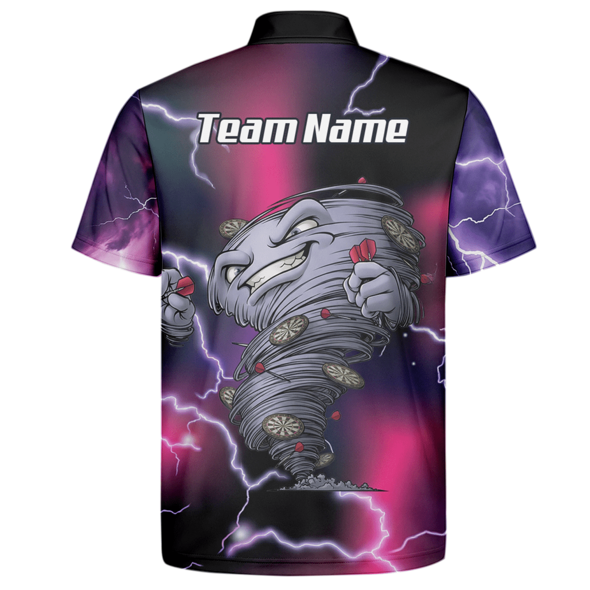 Personalisiertes Hurricane Tornado Dart - Trikot Poloshirt mit Reißverschluss Lila Pink Blitz für Herren L3159 - Outfitsuche