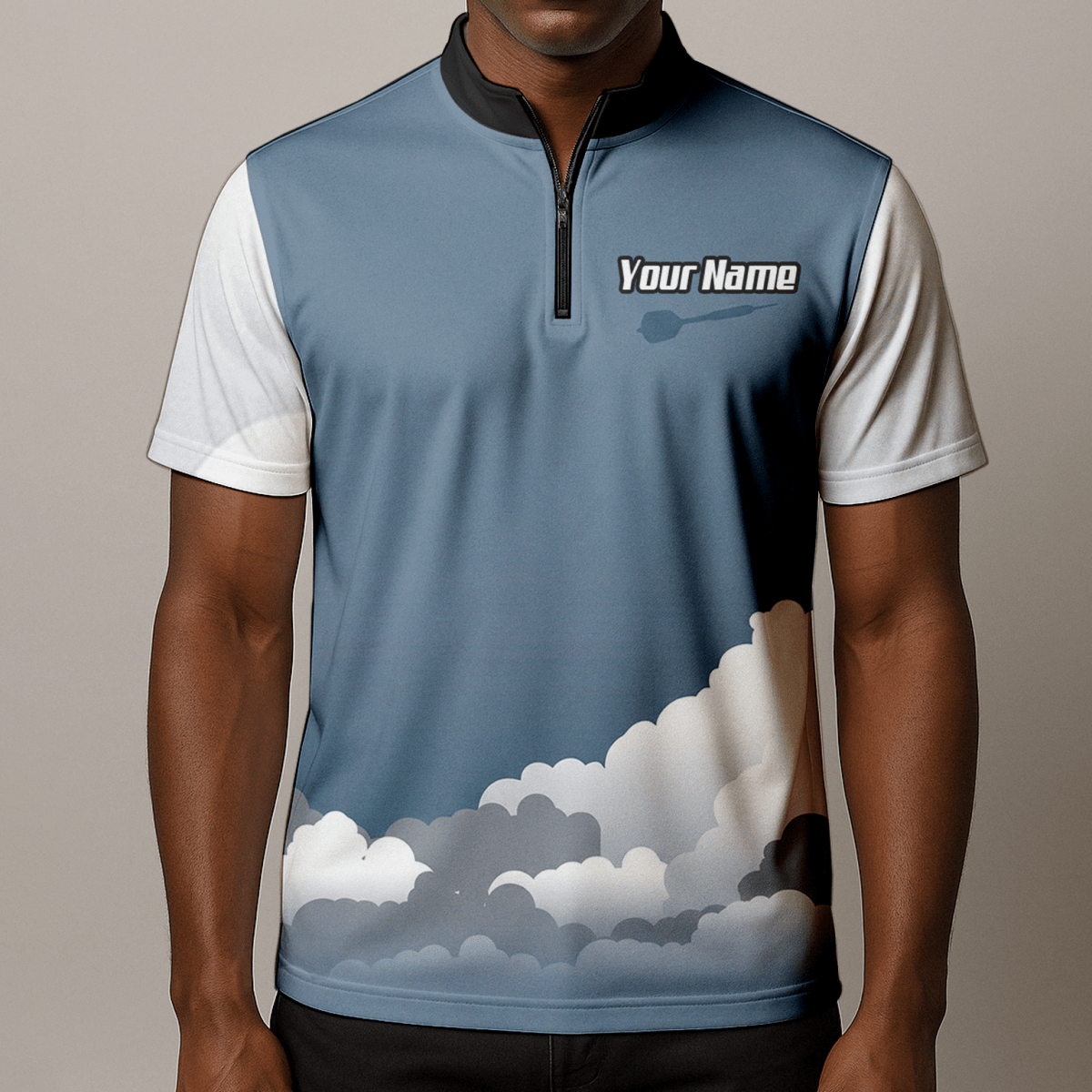 Personalisiertes Kampfjet Dart - Trikot Polo mit Reißverschluss Blau Grau Weiß für Herren - Individuelles Piloten - Design K8201 - Outfitsuche