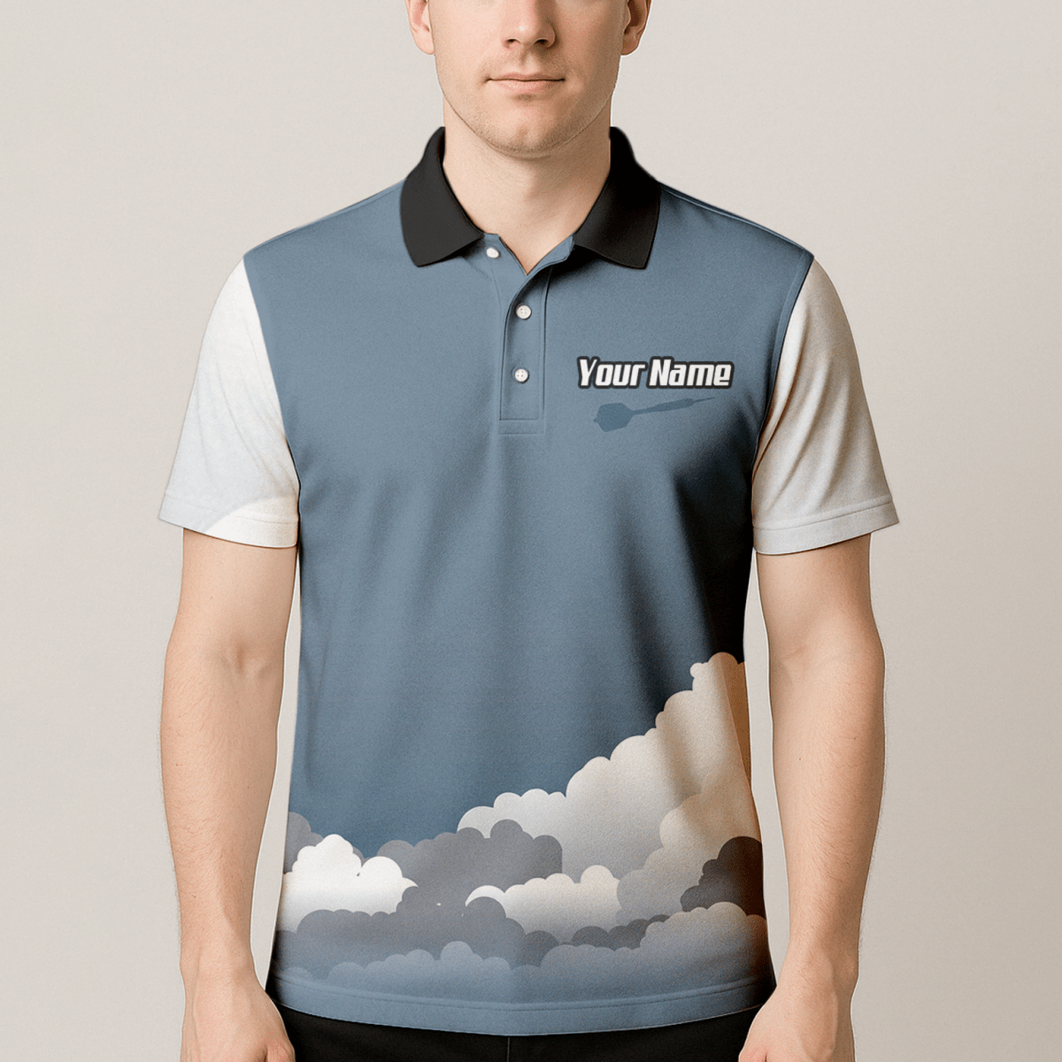 Personalisiertes Kampfjet Dart - Trikot Polo mit Reißverschluss Blau Grau Weiß für Herren - Individuelles Piloten - Design K8201 - Outfitsuche