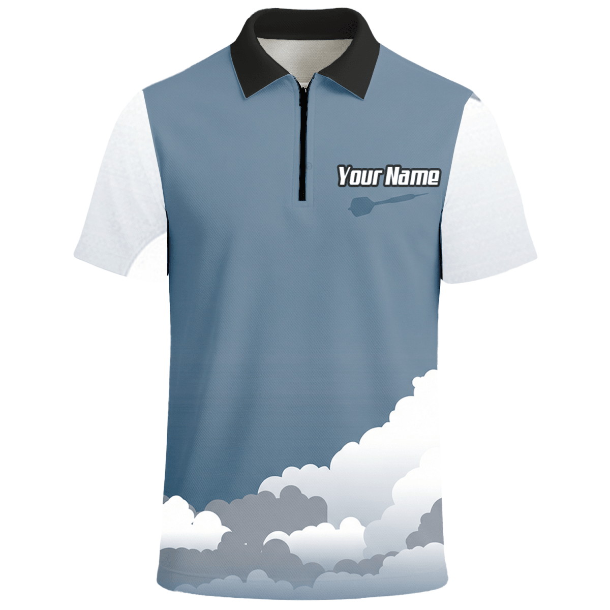 Personalisiertes Kampfjet Dart - Trikot Polo mit Reißverschluss Blau Grau Weiß für Herren - Individuelles Piloten - Design K8201 - Outfitsuche