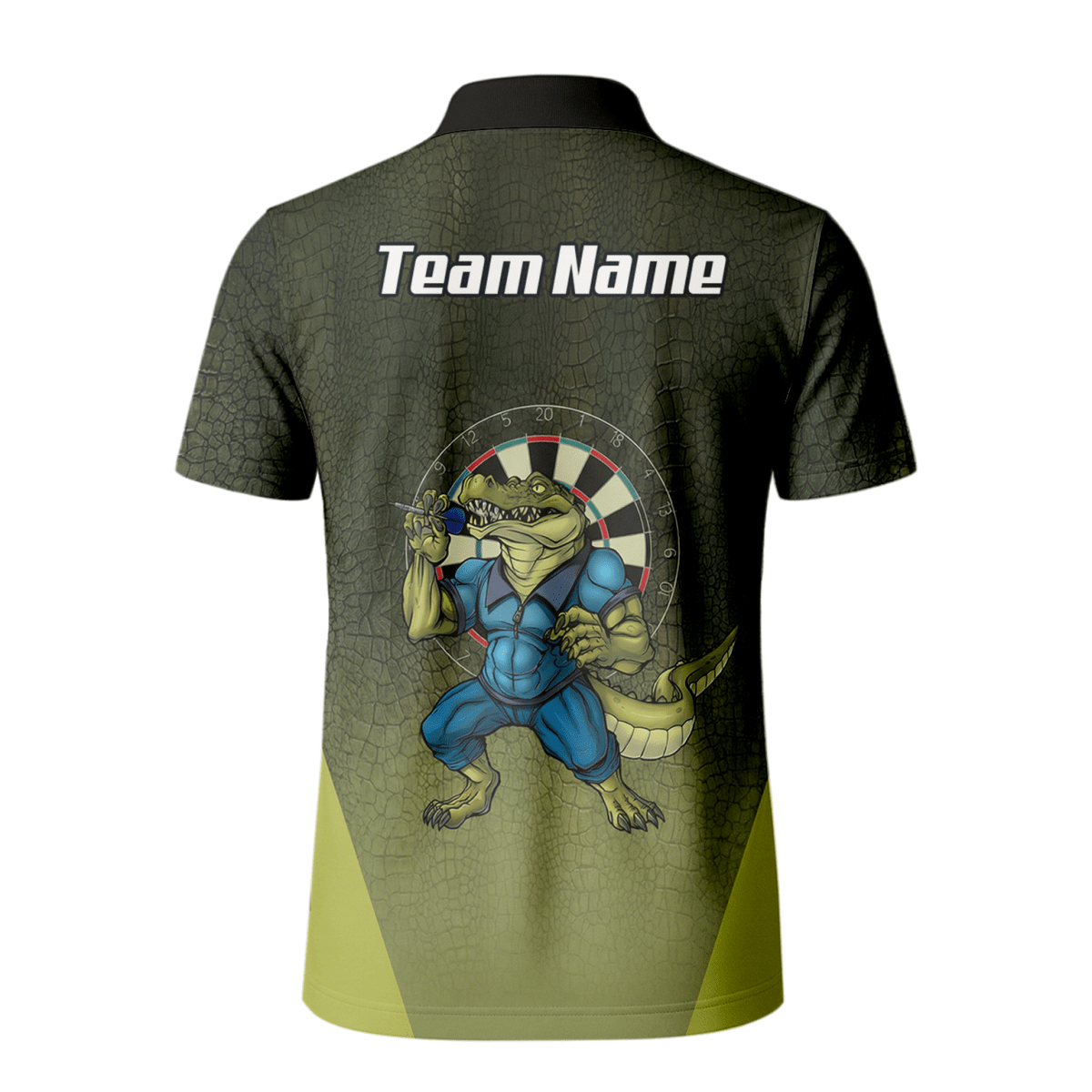 Personalisiertes Krokodil Dart - Trikot Polo mit Reißverschluss für Herren – Grünes Alligator - Print Shirt X5857 - Outfitsuche