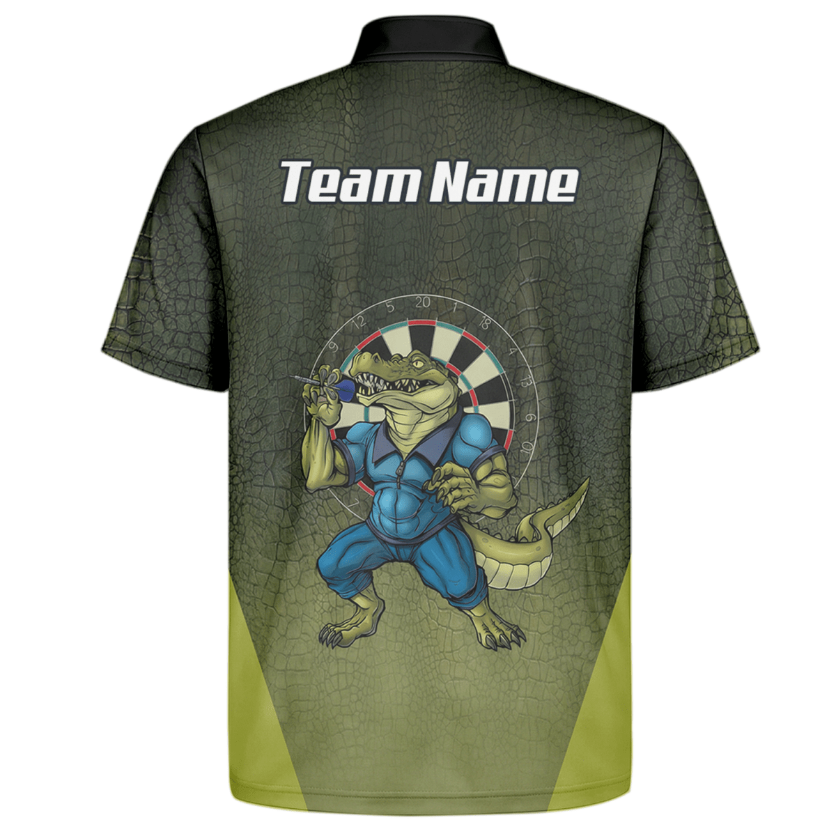 Personalisiertes Krokodil Dart - Trikot Polo mit Reißverschluss für Herren – Grünes Alligator - Print Shirt X5857 - Outfitsuche