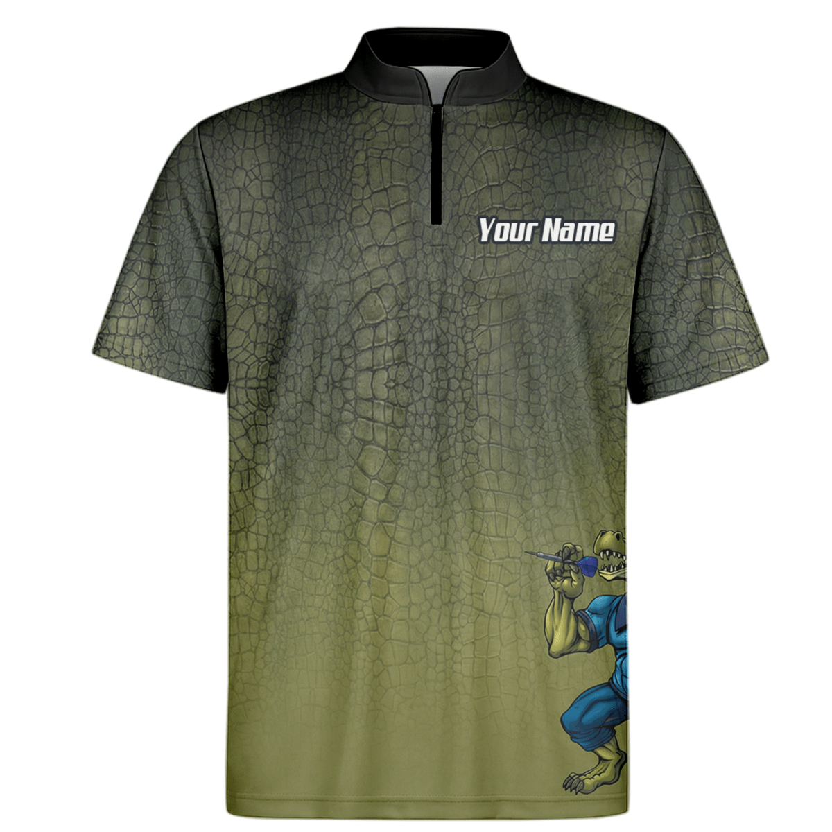 Personalisiertes Krokodil Dart - Trikot Polo mit Reißverschluss für Herren – Grünes Alligator - Print Shirt X5857 - Outfitsuche