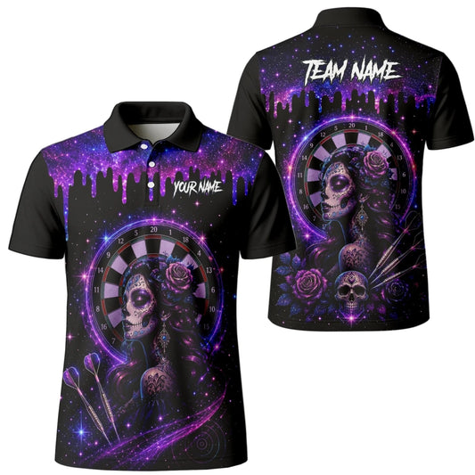 Personalisiertes Lila Galaxie Sugar-Skull-Dartshirt für Herren Z967 - Outfitsuche