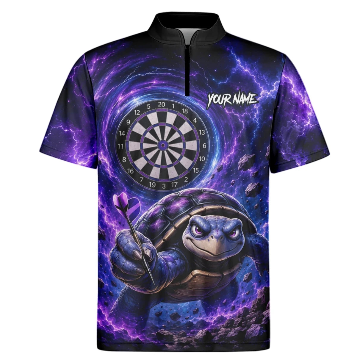 Personalisiertes Lila-schwarzes Schildkröten-Dartshirt für Herren F796 - Outfitsuche