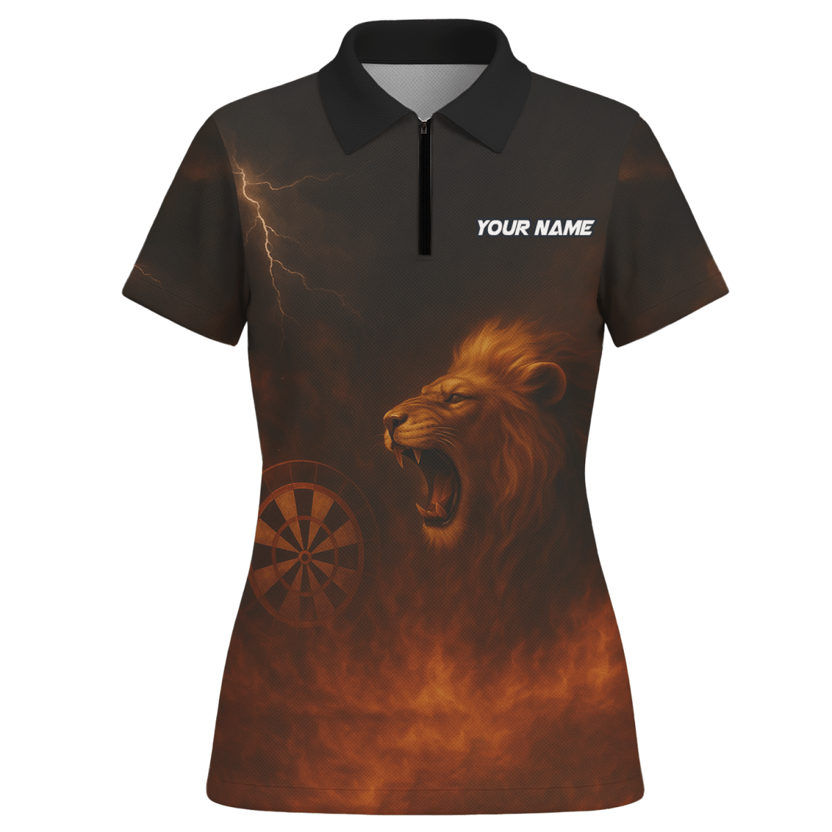 Personalisiertes Löwen - Feuer - Blitz - Design Damen Polohemd Schwarz Z4479 - Outfitsuche