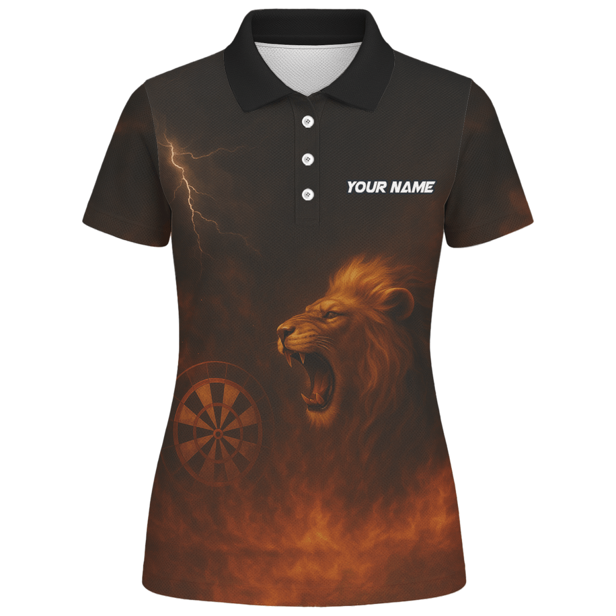 Personalisiertes Löwen - Feuer - Blitz - Design Damen Polohemd Schwarz Z4479 - Outfitsuche