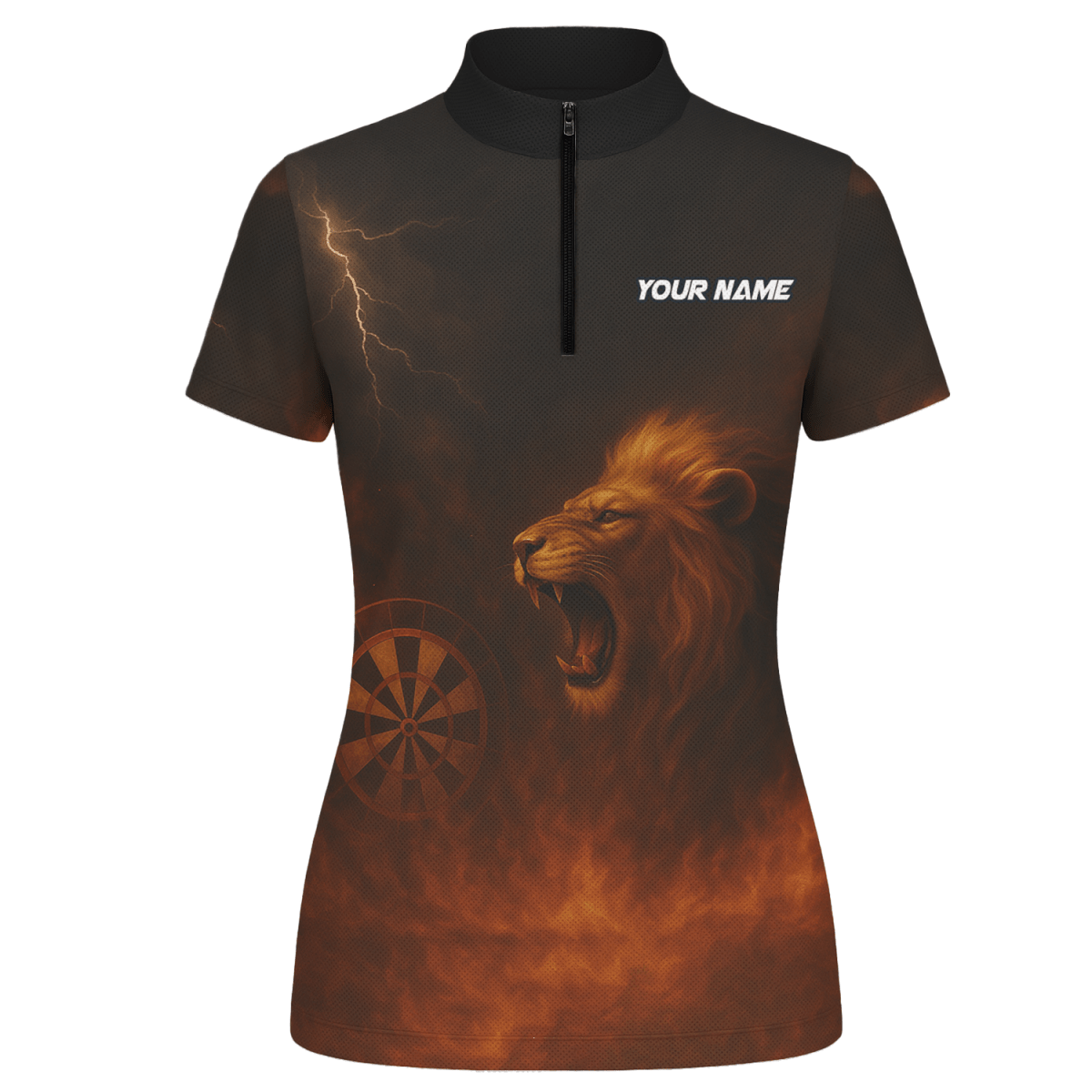 Personalisiertes Löwen - Feuer - Blitz - Design Damen Polohemd Schwarz Z4479 - Outfitsuche