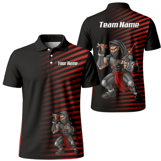 Personalisiertes Ninja Assassin Dart - Trikot Rot - Schwarz Polo und Reißverschluss für Herren E1643 - Outfitsuche