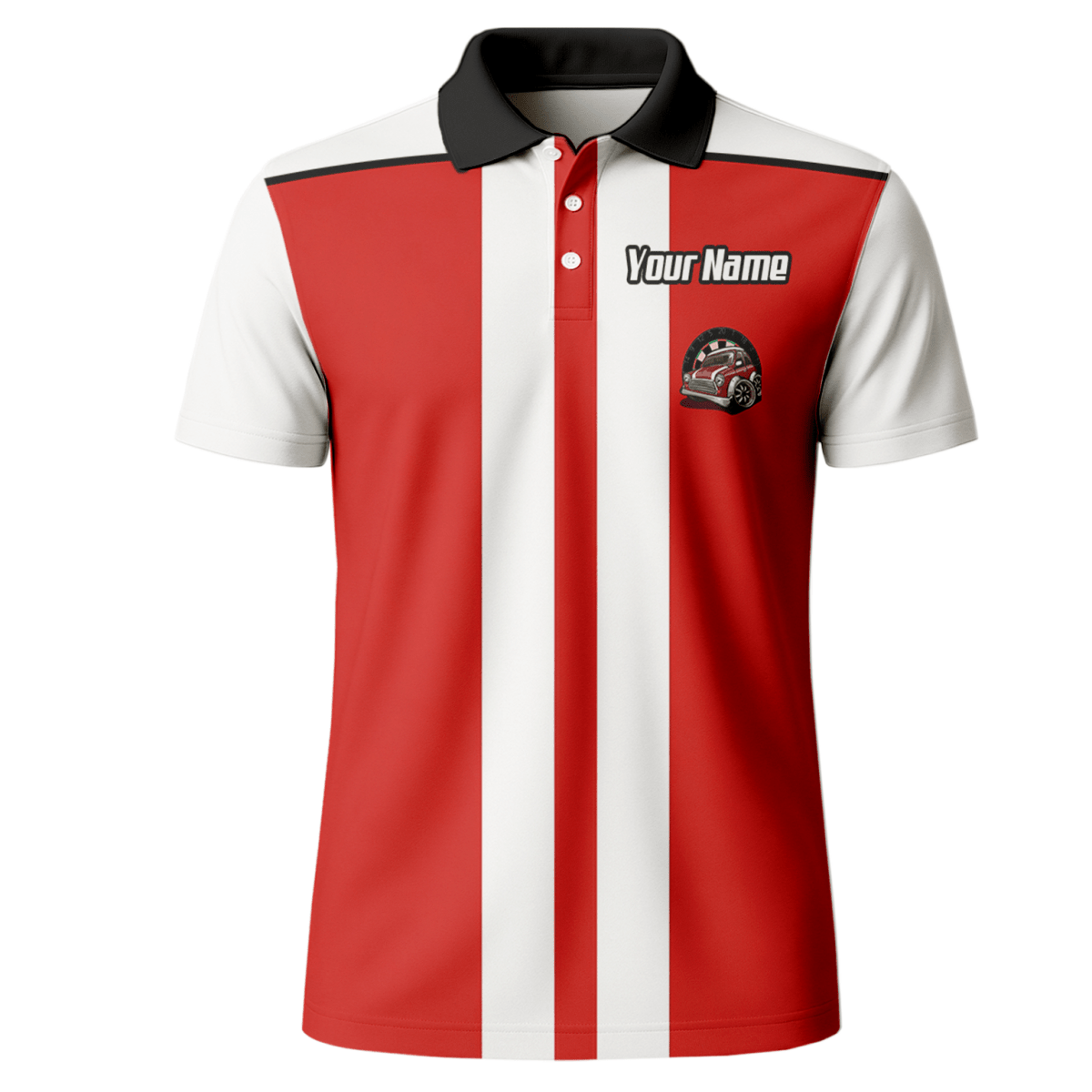 Personalisiertes Oldtimer Dart - Trikot Rot - Weiß Racing - Polo mit Reißverschluss für Herren X6562 - Outfitsuche