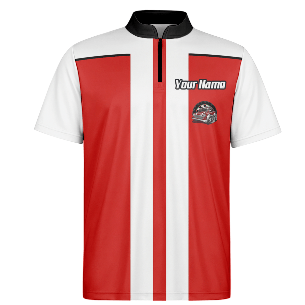 Personalisiertes Oldtimer Dart - Trikot Rot - Weiß Racing - Polo mit Reißverschluss für Herren X6562 - Outfitsuche