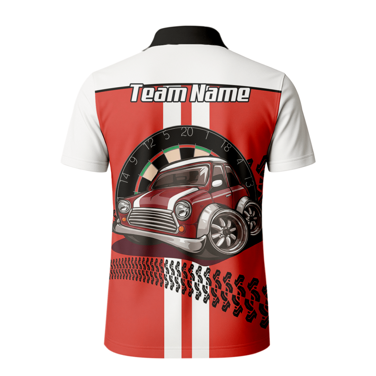 Personalisiertes Oldtimer Dart - Trikot Rot - Weiß Racing - Polo mit Reißverschluss für Herren X6562 - Outfitsuche