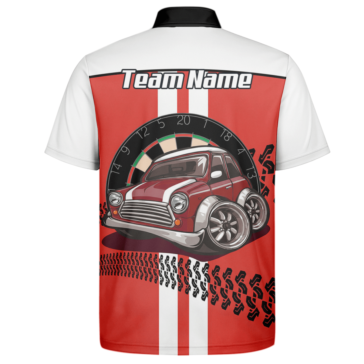 Personalisiertes Oldtimer Dart - Trikot Rot - Weiß Racing - Polo mit Reißverschluss für Herren X6562 - Outfitsuche