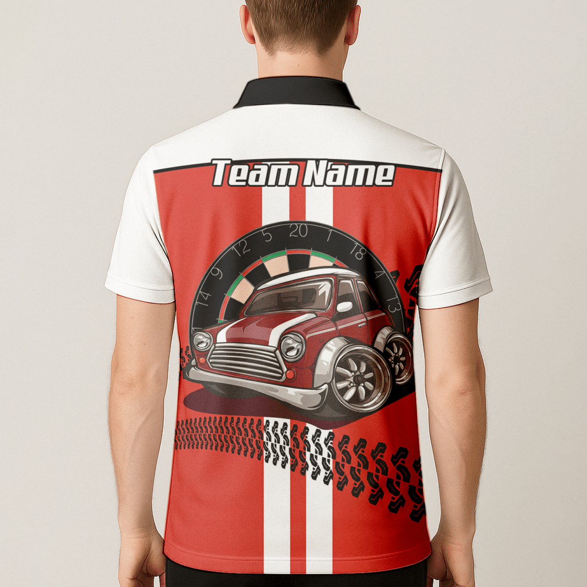 Personalisiertes Oldtimer Dart - Trikot Rot - Weiß Racing - Polo mit Reißverschluss für Herren X6562 - Outfitsuche