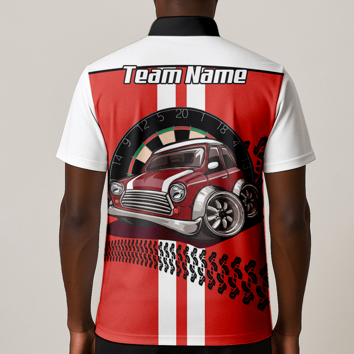Personalisiertes Oldtimer Dart - Trikot Rot - Weiß Racing - Polo mit Reißverschluss für Herren X6562 - Outfitsuche
