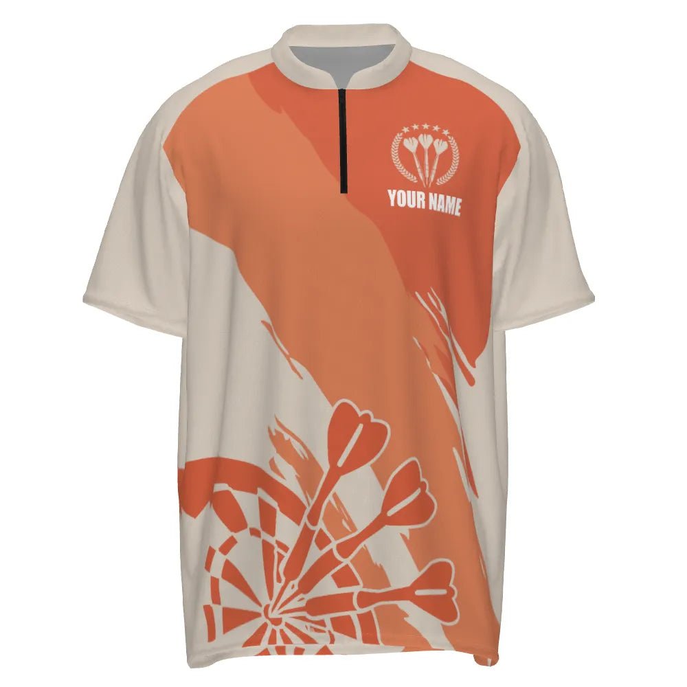 Personalisiertes orangefarbenes Darts-Quarter-Zip-Shirt, individuell anpassbares cooles Darts-Shirt für Herren, Darts-Trikot y6174 z - orange - Outfitsuche