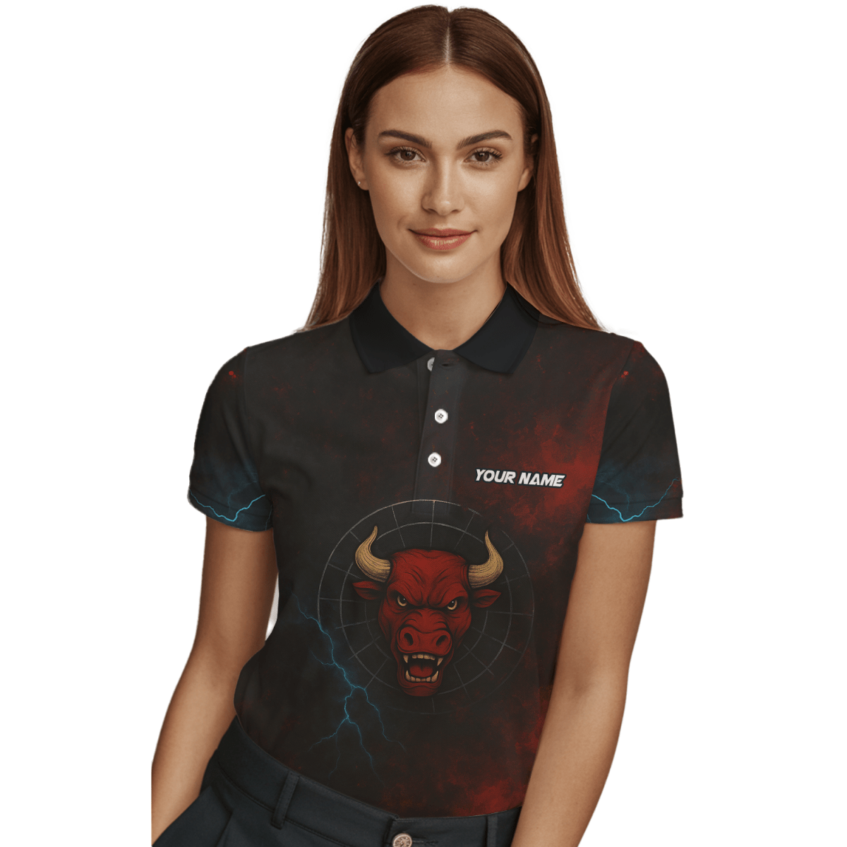 Personalisiertes Red Bull Grunge Dart Poloshirt Schwarz Rot für Damen L3480 - Outfitsuche