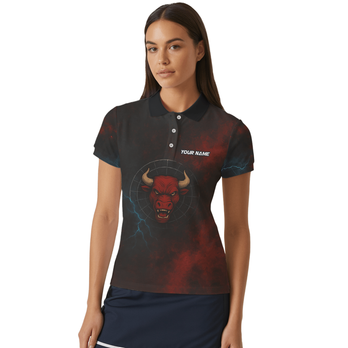 Personalisiertes Red Bull Grunge Dart Poloshirt Schwarz Rot für Damen L3480 - Outfitsuche