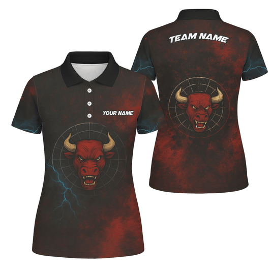 Personalisiertes Red Bull Grunge Dart Poloshirt Schwarz Rot für Damen L3480 - Outfitsuche