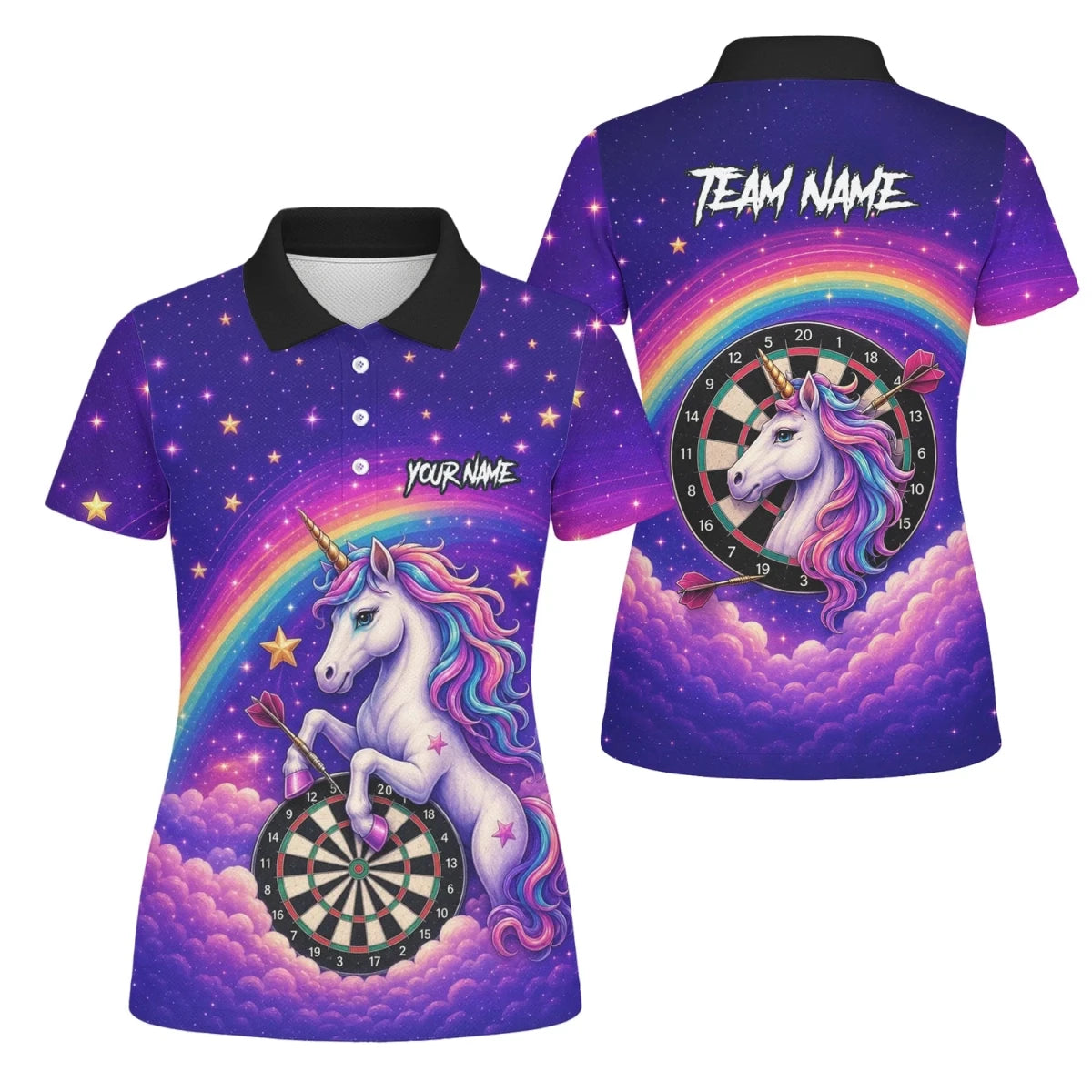 Personalisiertes Regenbogen-Einhorn Dart Poloshirt für Damen V221 - Outfitsuche