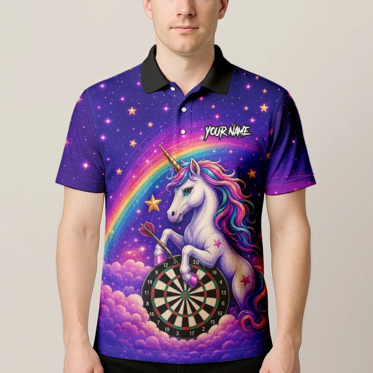 Personalisiertes Regenbogen-Einhorn Dart Poloshirt für Herren V221 - Outfitsuche