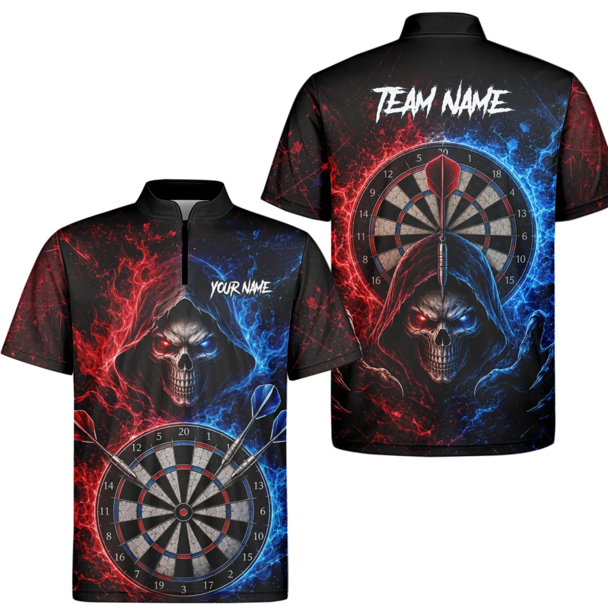 Personalisiertes Rot-blaues Totenkopf Dart Poloshirt für Herren L857 - Outfitsuche