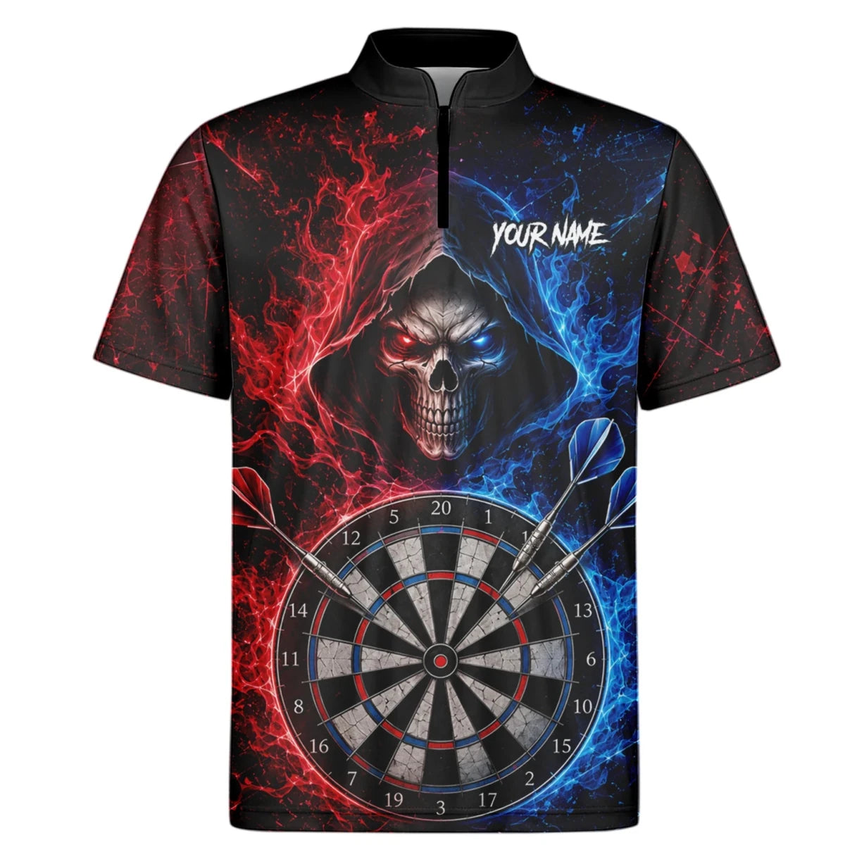 Personalisiertes Rot-blaues Totenkopf Dart Poloshirt für Herren L857 - Outfitsuche