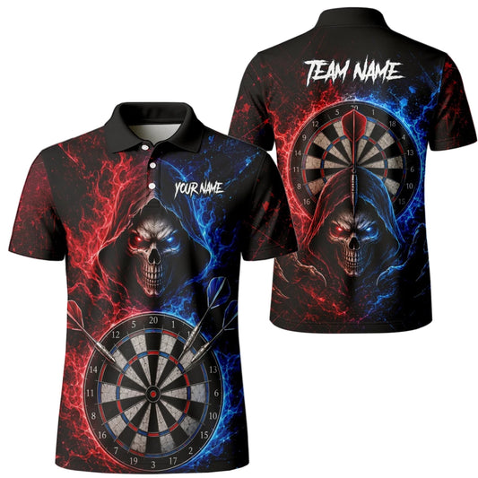 Personalisiertes Rot-blaues Totenkopf Dart Poloshirt für Herren L857 - Outfitsuche