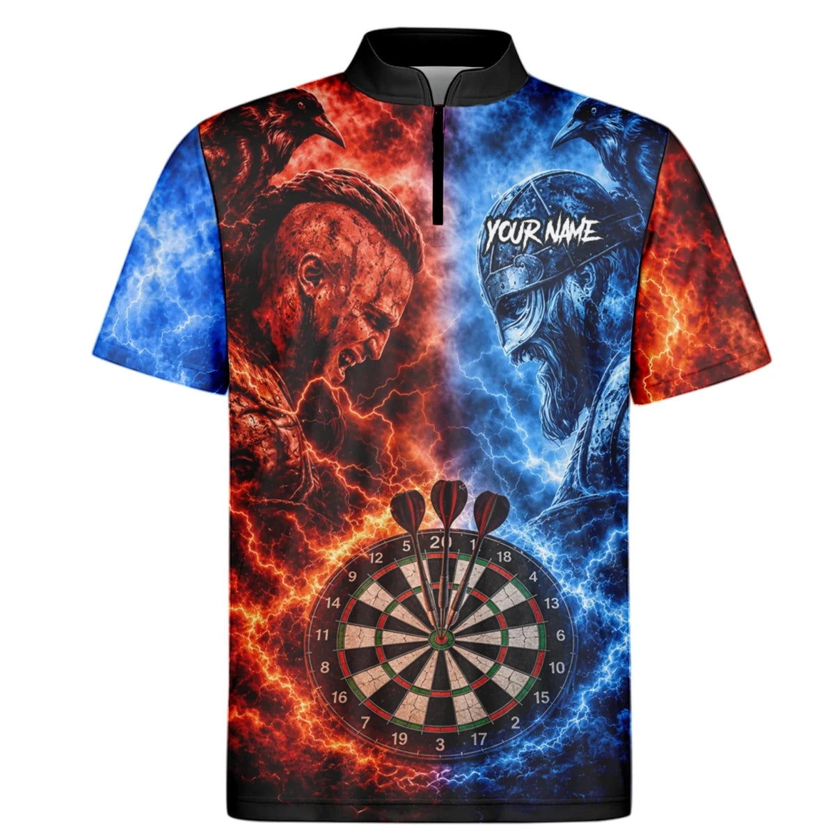 Personalisiertes Rot-blaues Wikinger-Dartshirt für Herren I920 - Outfitsuche
