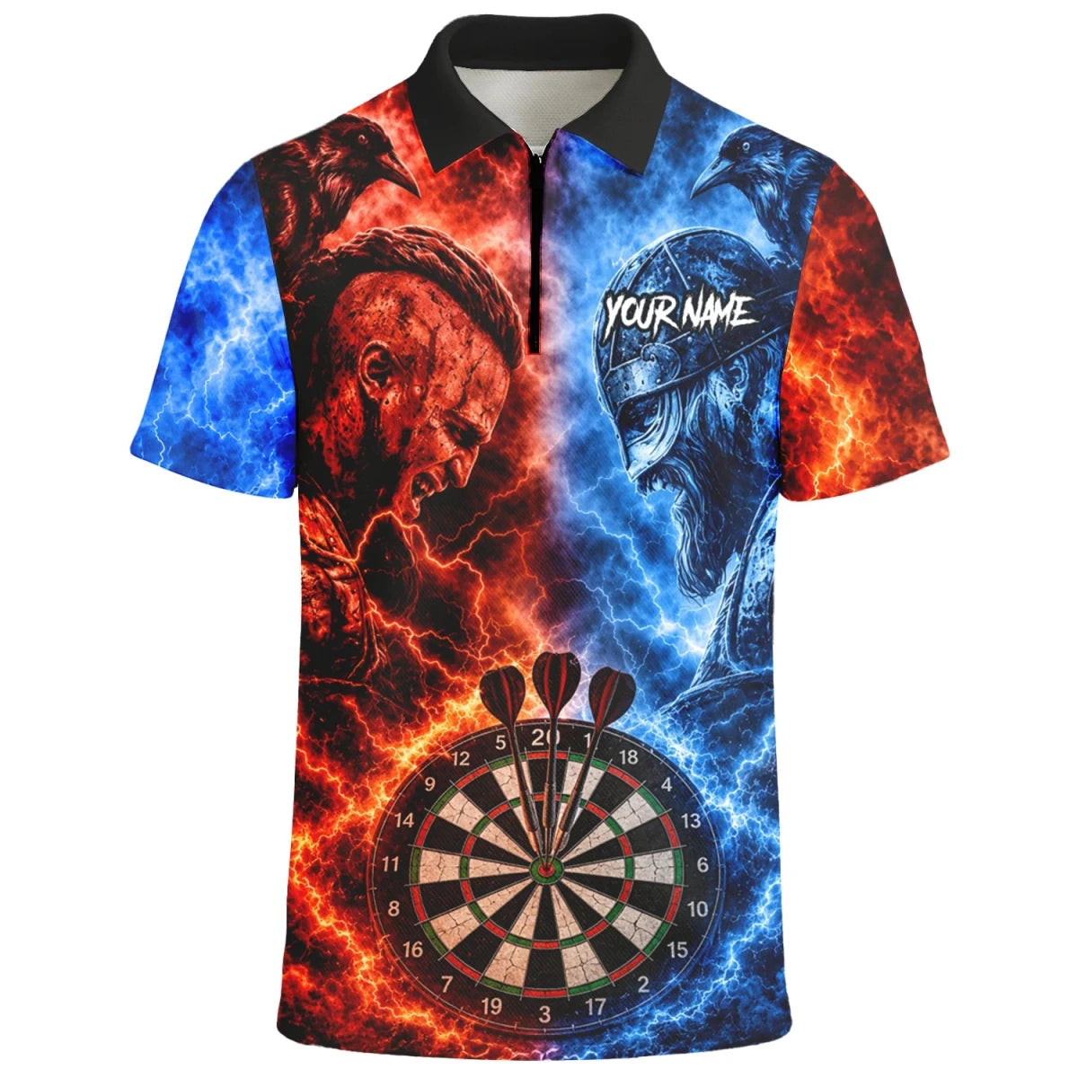 Personalisiertes Rot-blaues Wikinger-Dartshirt für Herren I920 - Outfitsuche