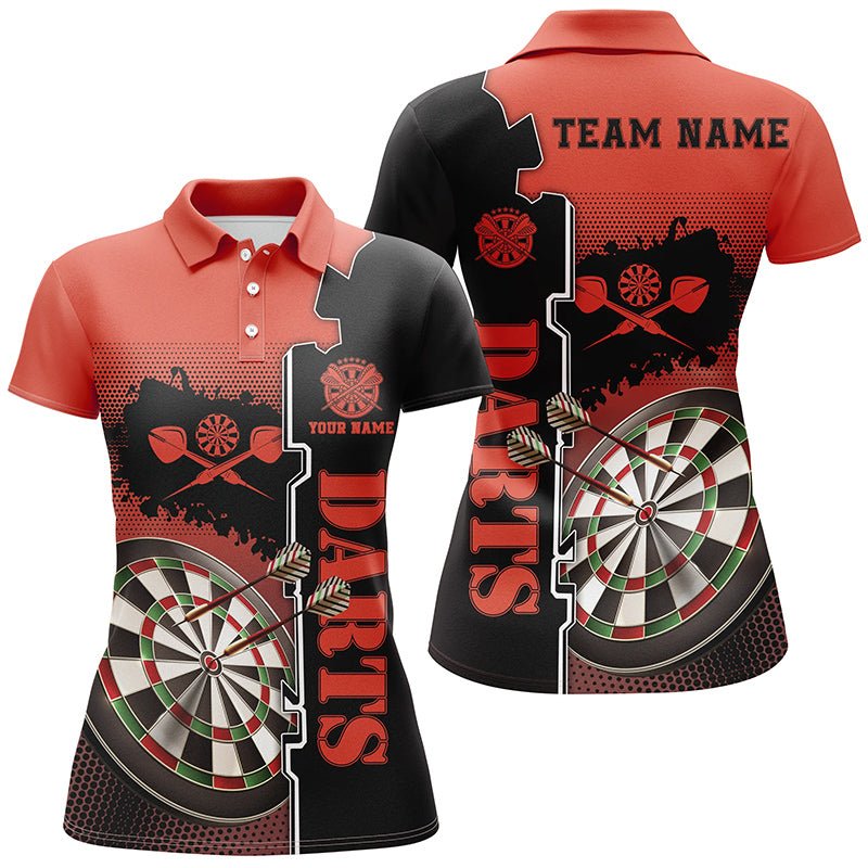 Personalisiertes Rot-Schwarzes Darts Polo-Shirt für Damen - Individuelles Darts-Shirt für das Darts-Team - L1294 - Outfitsuche