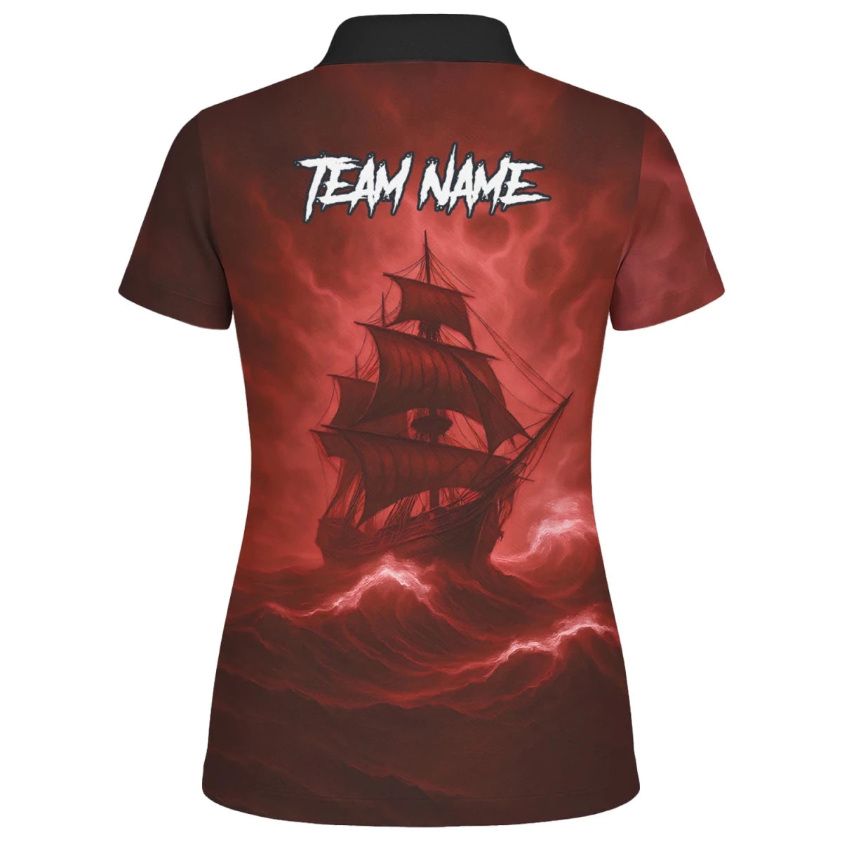 Personalisiertes Rot-schwarzes Piratenschädel-Kreuzschwerter-Dartshirt für Damen TR8209 - Outfitsuche