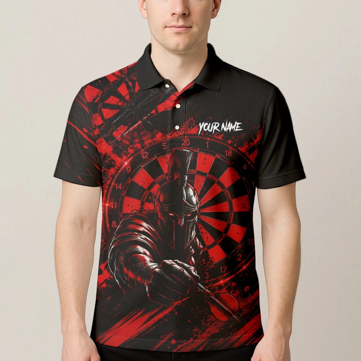 Personalisiertes Rot-schwarzes Spartaner Dart Poloshirt für Herren W276 - Outfitsuche