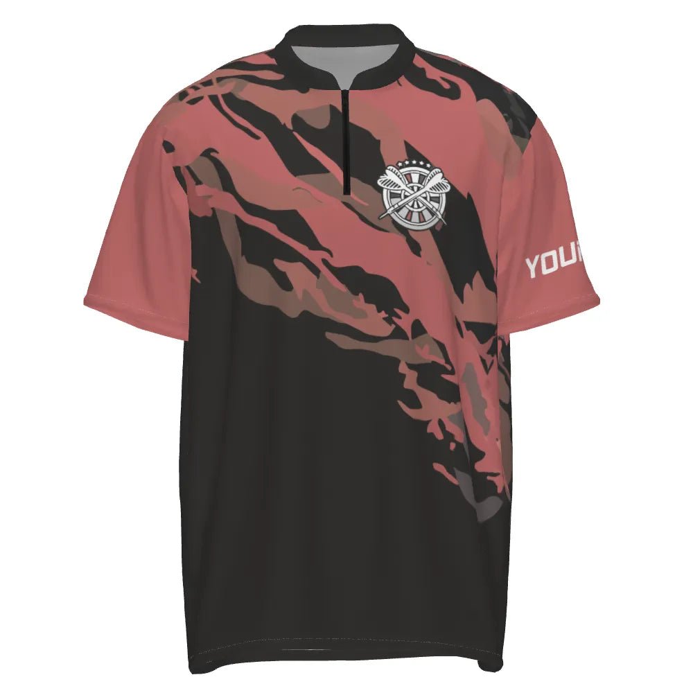 Personalisiertes rotes Herren Polo-Shirt mit Totenkopf-Darts, individuell anpassbares Dart-Shirt für Männer, Dart-Trikots C8307 - Outfitsuche