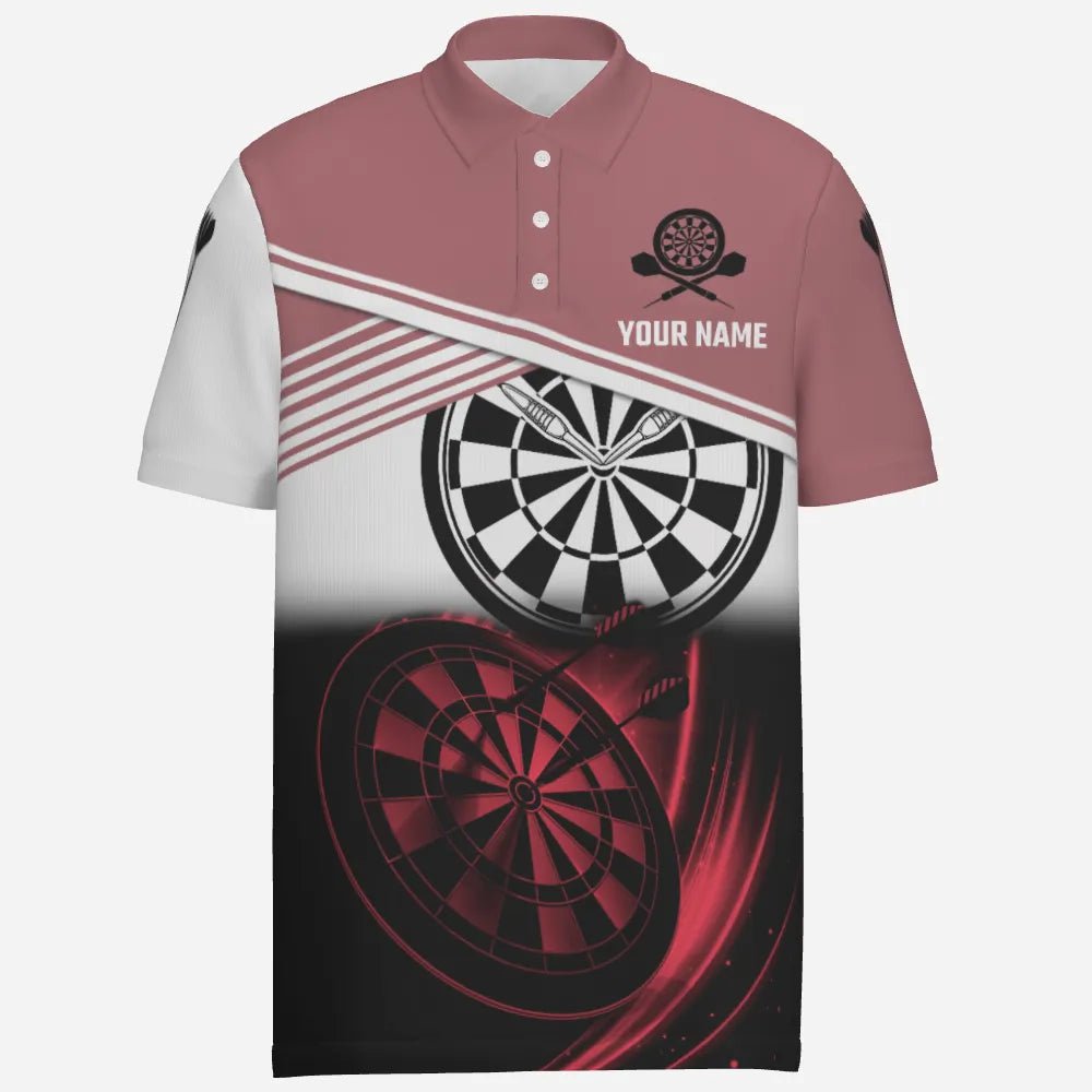 Personalisiertes rotes schwarzes Herren Darts Polo Shirt, individuell anpassbares cooles Darts Shirt für Männer, Team Trikot Q362 - Outfitsuche