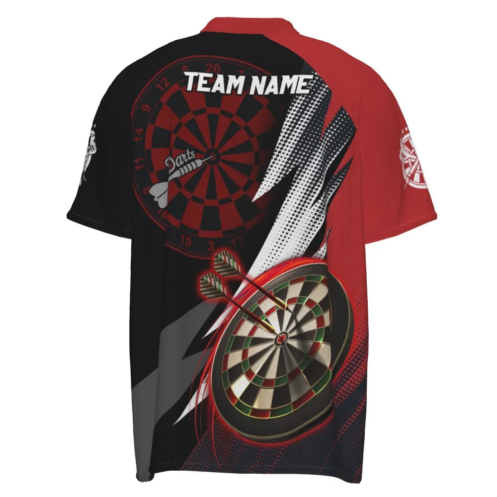 Personalisiertes rotes schwarzes Herren Darts Polo Shirt, individuell anpassbares cooles Darts Shirt für Männer, Team Trikot Z357 - Outfitsuche