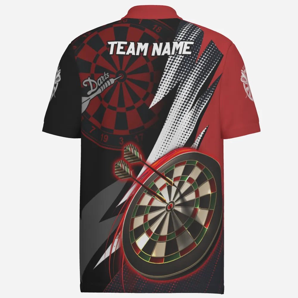 Personalisiertes rotes schwarzes Herren Darts Polo Shirt, individuell anpassbares cooles Darts Shirt für Männer, Team Trikot Z357 - Outfitsuche