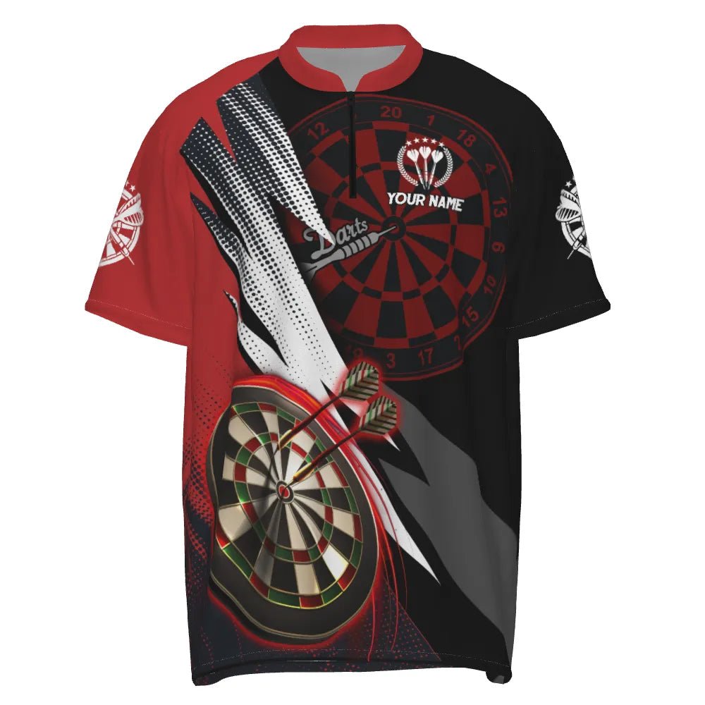 Personalisiertes rotes schwarzes Herren Darts Polo Shirt, individuell anpassbares cooles Darts Shirt für Männer, Team Trikot Z357 - Outfitsuche