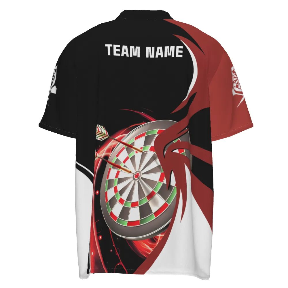 Personalisiertes rotes schwarzes Herren Darts Polo Shirt, individuell gestaltetes cooles Darts Shirt für Männer, Team Trikot e5637 - Outfitsuche