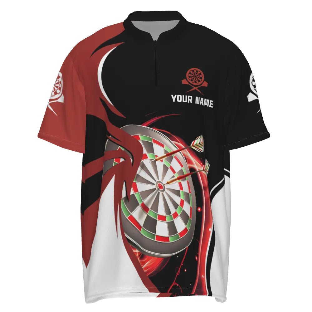 Personalisiertes rotes schwarzes Herren Darts Polo Shirt, individuell gestaltetes cooles Darts Shirt für Männer, Team Trikot e5637 - Outfitsuche