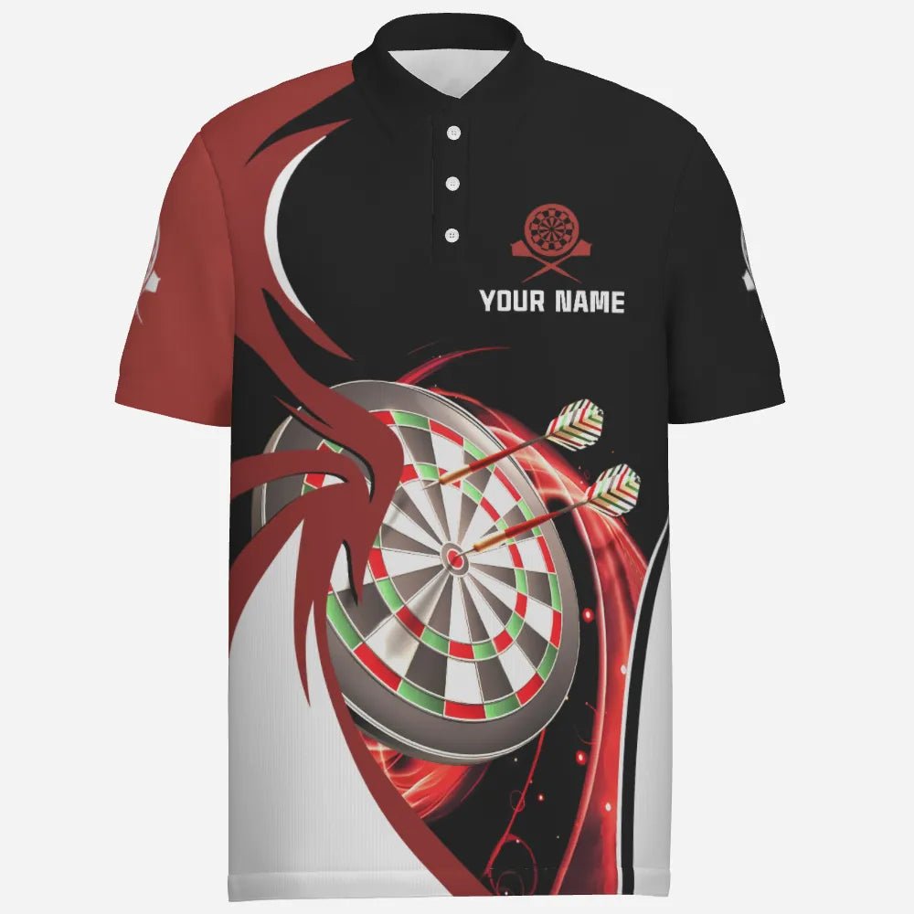 Personalisiertes rotes schwarzes Herren Darts Polo Shirt, individuell gestaltetes cooles Darts Shirt für Männer, Team Trikot e5637 - Outfitsuche