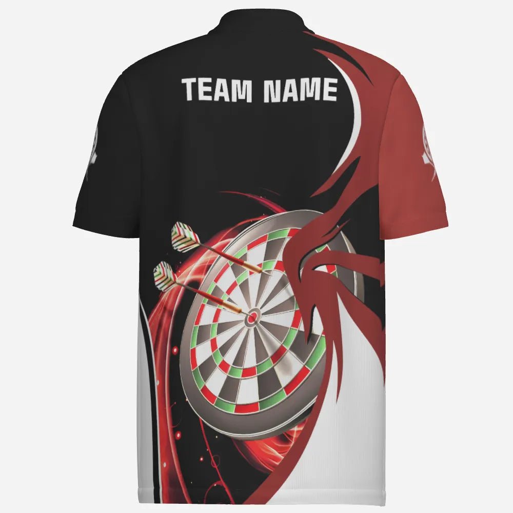 Personalisiertes rotes schwarzes Herren Darts Polo Shirt, individuell gestaltetes cooles Darts Shirt für Männer, Team Trikot e5637 - Outfitsuche