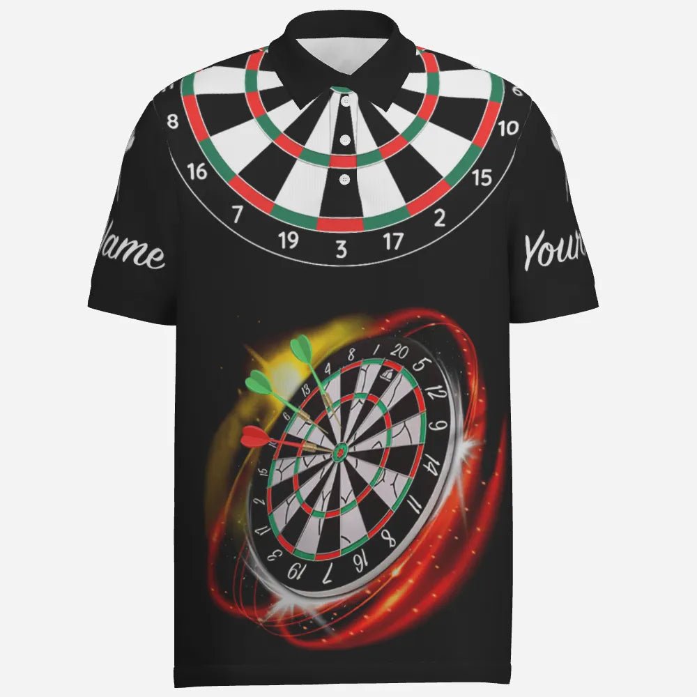 Personalisiertes rotes schwarzes Herren Darts Polo Shirt mit individuellem Namen, cooles Darts Trikot für Männer L498 - Outfitsuche