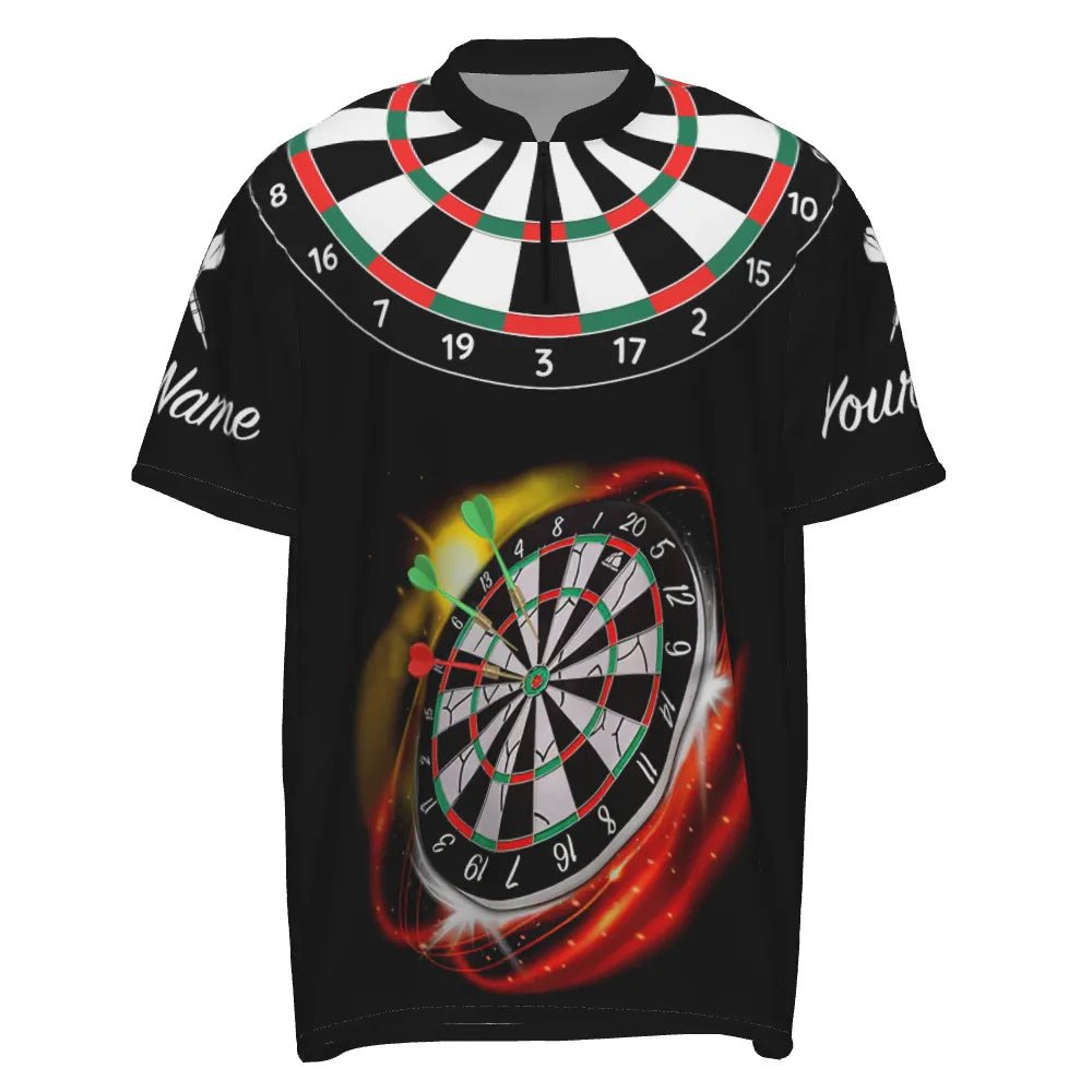 Personalisiertes rotes schwarzes Herren Darts Polo Shirt mit individuellem Namen, cooles Darts Trikot für Männer L498 - Outfitsuche