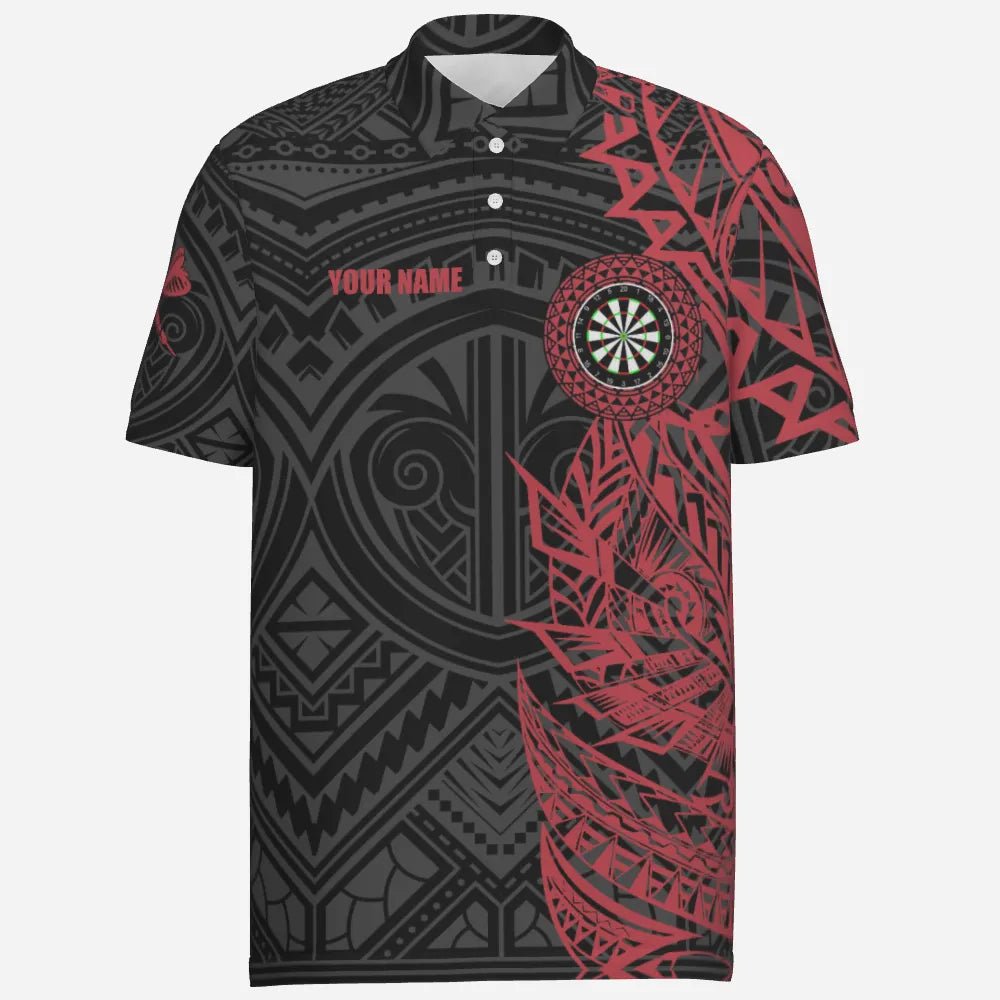 Personalisiertes rotes Tribal Herren Darts Polo Shirt, individuell anpassbares Darts Shirt für Männer, Dart Trikots Y704 - Outfitsuche