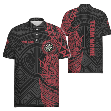 Personalisiertes rotes Tribal Herren Darts Polo Shirt, individuell anpassbares Darts Shirt für Männer, Dart Trikots Y704 - Outfitsuche