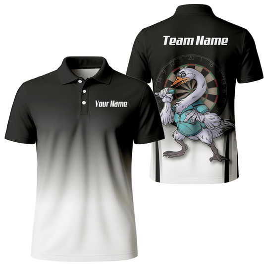Personalisiertes Schwan Dart - Trikot Polo mit Reißverschluss Schwarz - Weißer Farbverlauf für Herren F9316 - Outfitsuche
