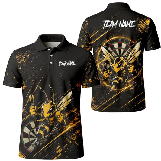 Personalisiertes Schwarz-goldenes Bienen-Dartboard Dartshirt für Herren L410 - Outfitsuche