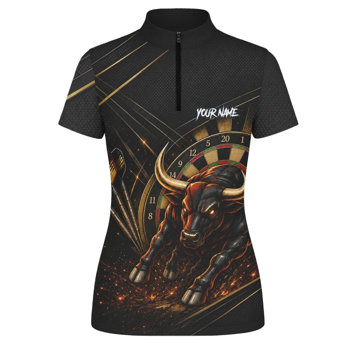 Personalisiertes Schwarz-goldenes Stier Dart Poloshirt für Damen K607 - Outfitsuche