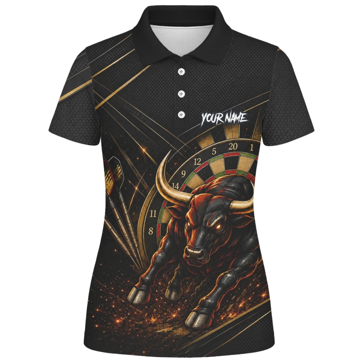 Personalisiertes Schwarz-goldenes Stier Dart Poloshirt für Damen K607 - Outfitsuche